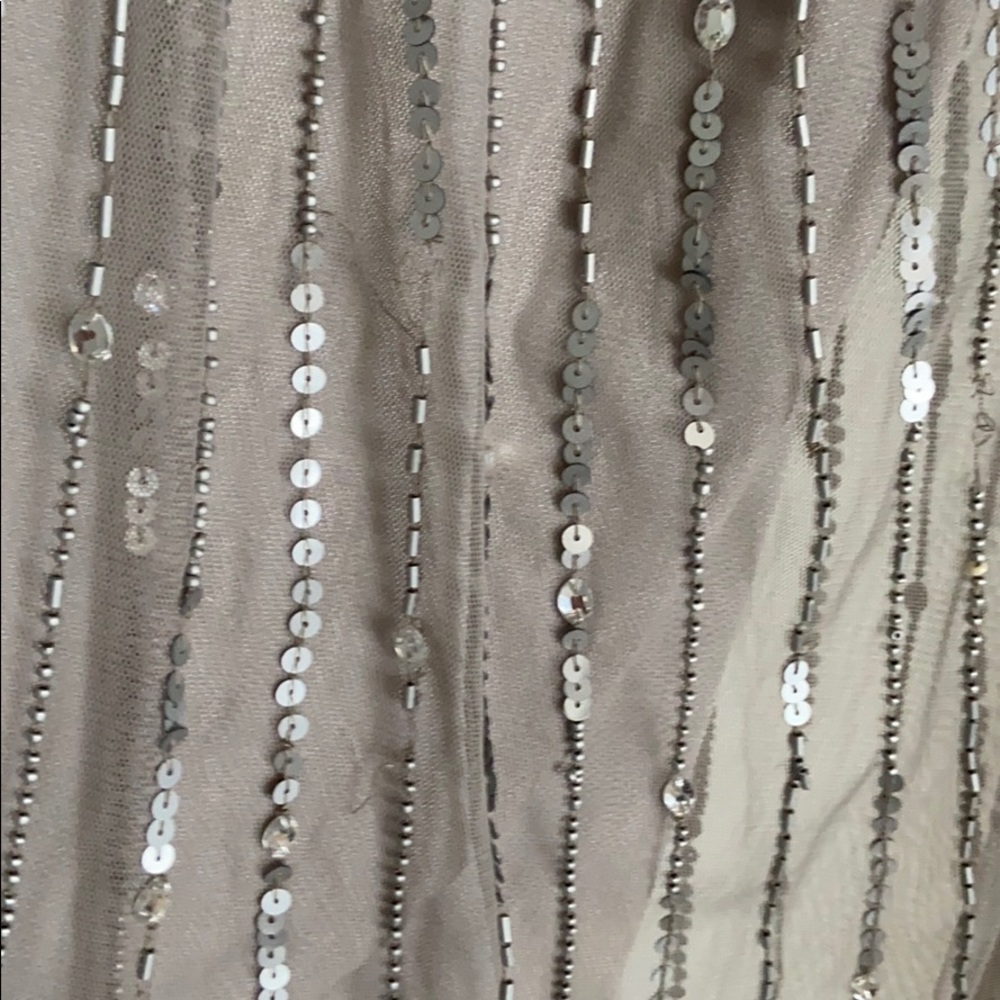Aidan Mattox Silver Sequin Beaded Gown Size 0 - image 7
